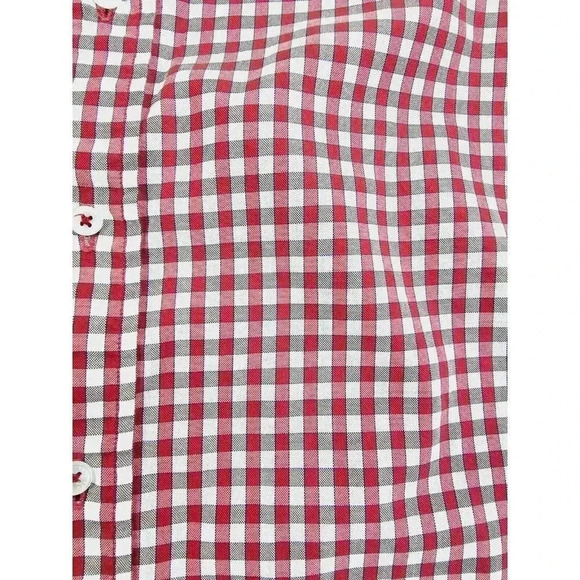 Zara Man Tailored Fit Size 15 Mens Red White Camel Color Spread Collar L/S Shirt - Picture 7 of 10